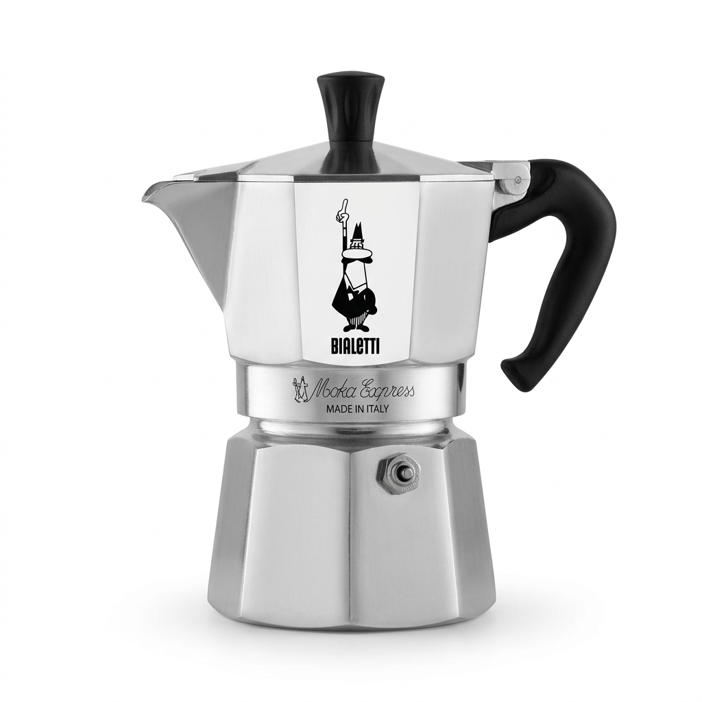 Vista con logo Bialetti e riflessi attenuati